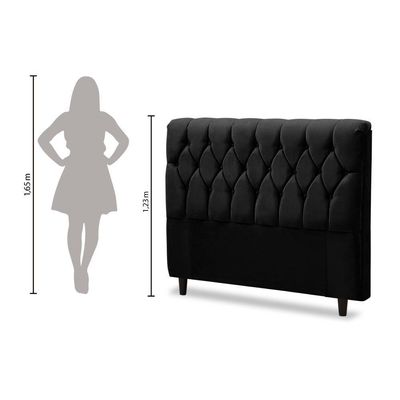 Cabeceira Cama Box Istambul Casal 145cmx126cm Suede Preto Preto