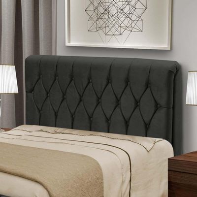 Cabeceira Cama Box Istambul Casal 145cmx126cm Suede Preto Preto
