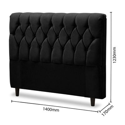 Cabeceira Cama Box Istambul Casal 145cmx126cm Suede Preto Preto