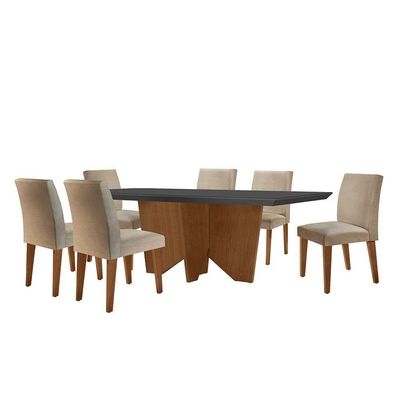 Sala Jantar Mesa Evora Canto Reto 6 Cadeiras Rufato