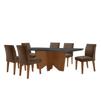 Sala De Jantar Mesa Evora Canto 6 Cade. Grecia Rufato Marrom