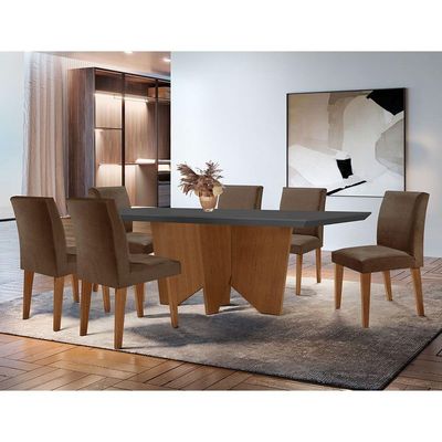 Sala De Jantar Mesa Evora Canto 6 Cade. Grecia Rufato Marrom
