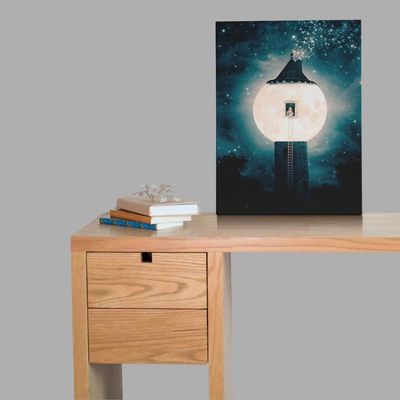Quadro Decorativo Infantil - Rapunzel E O Castelo Na Lua