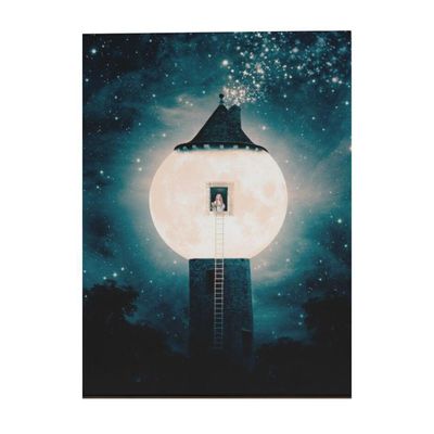 Quadro Decorativo Infantil - Rapunzel E O Castelo Na Lua