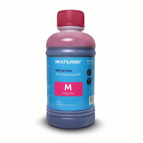 Refil de Tinta para Cartucho Impressoras HP 250ml Magenta Multilaser - RF011 RF011