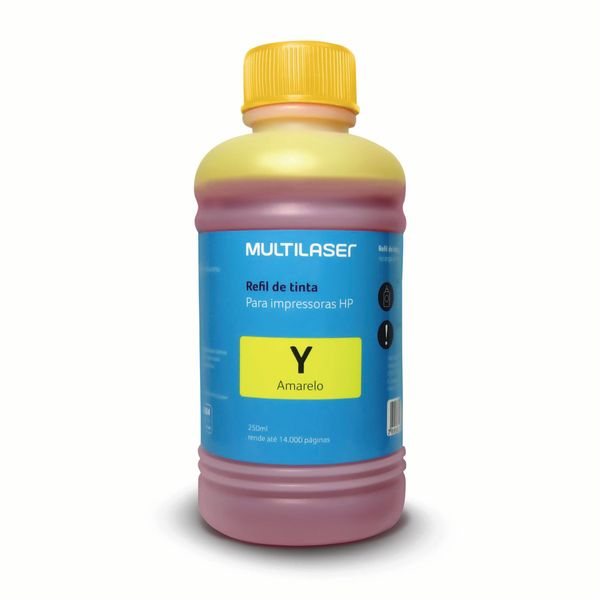 Refil de Tinta para Cartucho Impressoras HP 250ml Amarelo Multilaser - RF012 RF012