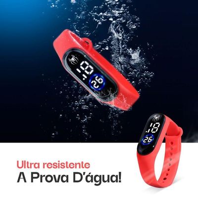 Relogio Digital Bracelete Infantil Homem Aranha Pulseira Ajustavel Vermelho Qualidade Premium Heroi
