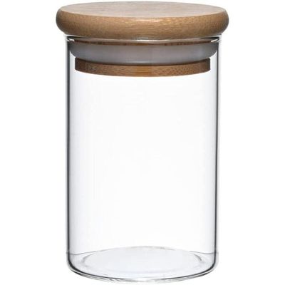Pote Hermético De Vidro Borossilicato Com Tampa Bambu 110ml