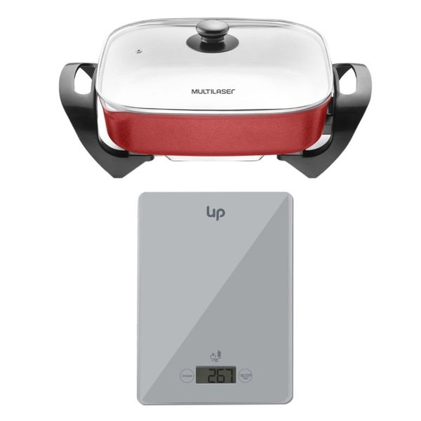 Combo Cozinha - Panela Elétrica Multilaser Quadrada 1300W 220V Vermelha e Balança De Cozinha Digital Prata Up Home - CE113K CE113K Combo Cozinha - Panela Elétrica Multilaser Quadrada 1300W 220V Vermelha e Balança De Cozinha Digital Prata Up Home - CE113K CE113K