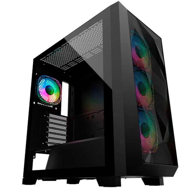 Gabinete Gamer Hayom Gb1770, Lateral Em Vidro Temperado, 4x Fans Rgb, Usb 3.0, Eatx, Preto