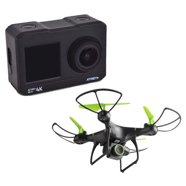 Combo Esporte - Drone Mirage Camera Hd 80m 20 Min de Voo e Câmera De Ação Action+Selfie 4k 30 Fps 900 Mah Atrio - DC191K DC191K