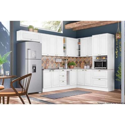Balcão De Cozinha Americana C/ Porta Toalha S/ Tampo 20cm Branco - Henn