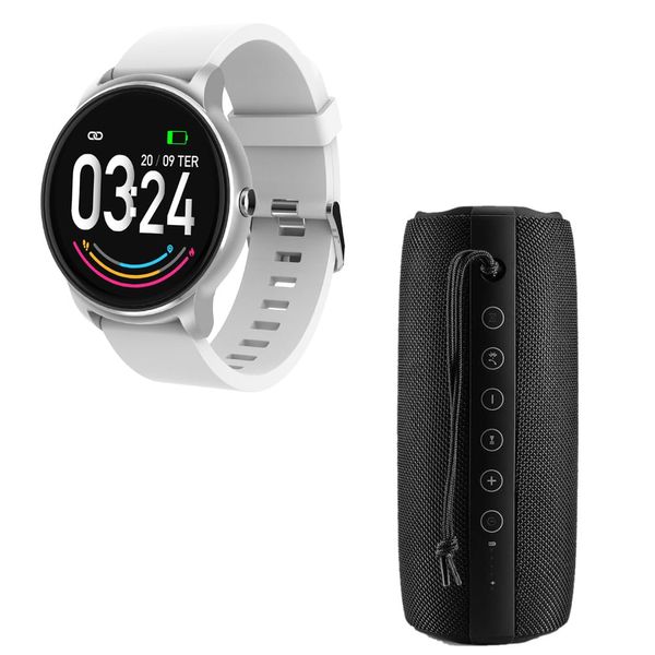 Combo Tech - Relógio Smartwatch Viena Prata Android/iOS e Pulse Bluetooth Speaker Energy - SP356K SP356K