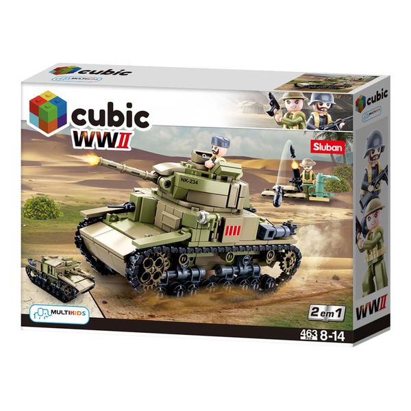 Blocos de Montar Cubic WWII Tanque de Guerra Warfare 463 Peças Multikids - BR1485 BR1485