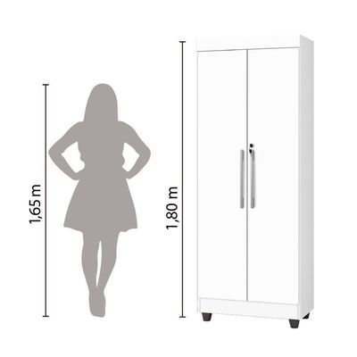 Armário Multiuso Lavanderia Com Chave 2 Portas 1,80m Texas Branco J&A Branco