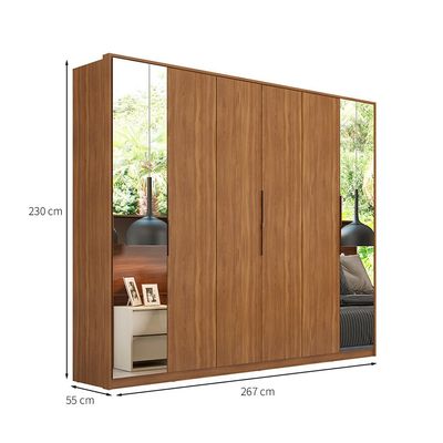 Guarda-Roupa Casal com 2 Espelhos Atrice 6 PT 6 GV Amêndola