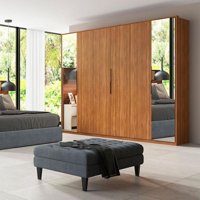 Guarda-Roupa Casal com 2 Espelhos Atrice 6 PT 6 GV Amêndola