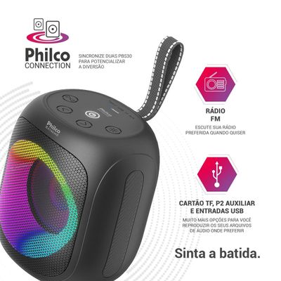 Speaker Philco PBS30 Flash Lights Bluetooth V5.1 30W Bivolt