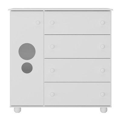 Cômoda Infantil 1 Porta E 4 Gavetas Picolé Multimóveis Bb2895 Branco Branco
