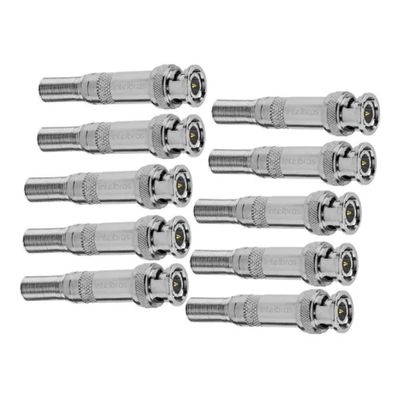 Kit 10 Conectores Intelbras Conex 1000 Bnc Macho Com Mola e Parafuso Para Camera De Segurança