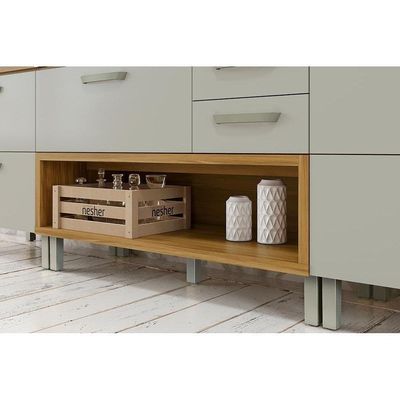 Balcão De Cozinha Princesa 1 Porta E 2 Gavetas C/ Tampo 120cm Freijo/off White - Nesher