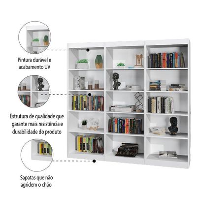 Estante Livreiro Multiuso 12 Prateleiras 1,71m Office Branco J&a Branco Nature
