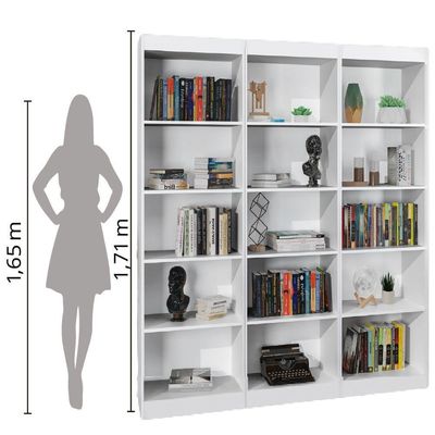 Estante Livreiro Multiuso 12 Prateleiras 1,71m Office Branco J&a Branco Nature