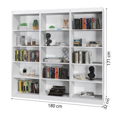 Estante Livreiro Multiuso 12 Prateleiras 1,71m Office Branco J&a Branco Nature