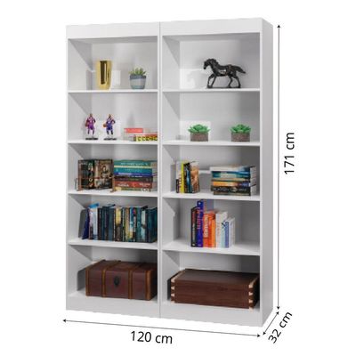 Estante Livreiro Multiuso 8 Prateleiras 1,71m Branco