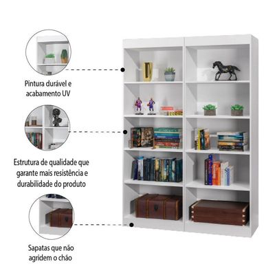 Estante Livreiro Multiuso 8 Prateleiras 1,71m Branco