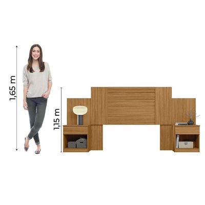 Cabeceira Para Cama Box Casal Queen Com Mesa De Cabeceira Freijó/off White/cinza Flex Araguaia Moval