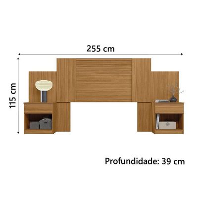 Cabeceira Para Cama Box Casal Queen Com Mesa De Cabeceira Freijó/off White/cinza Flex Araguaia Moval