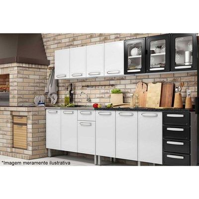 Balcão De Cozinha Evidence 7124 3 Portas E 2 Gavetas C/tampo 120cm Branco - Bertolini