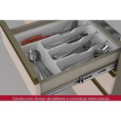 Balcão De Cozinha Connect C/ 3 Portas E 2 Gavetas P/ Pia 120cm Duna/cristal - Henn