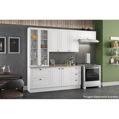 Armário Aéreo P/ Cozinha Americana 3 Portas 120cm Branco - Henn