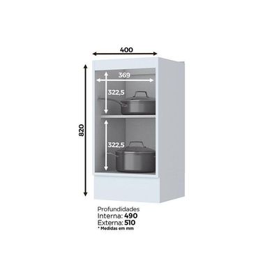 Balcão De Cozinha Americana 1 Porta S/ Tampo 40cm Branco - Henn