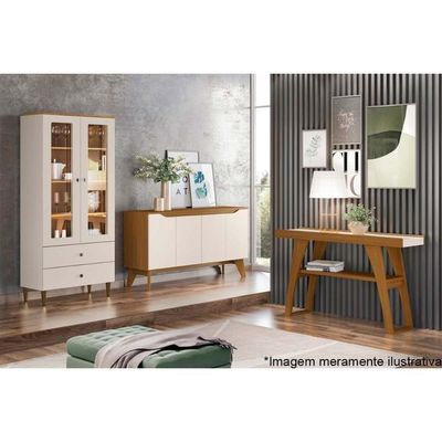 Aparador De Sala Jantar Menphis 1 Prateleira Nature/off White - Henn