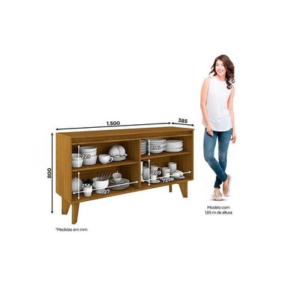 Buffet De Sala Jantar Quartzo 4 Portas Nature/off White - Henn
