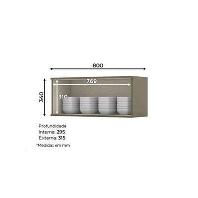 Armário De Geladeira P/ Cozinha Connect 80 1 Porta Basculante Duna/cristal - Henn