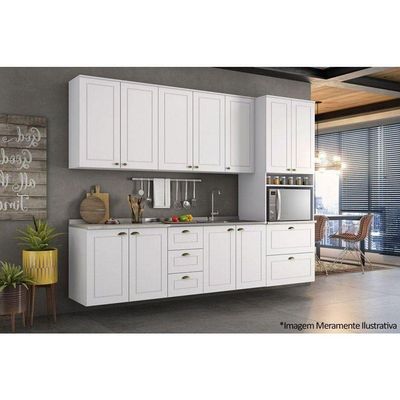 Balcão De Cozinha Americana C/ 2 Portas S/ Tampo 80cm Branco - Henn