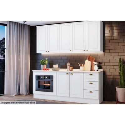 Balcão De Cozinha Americana P/ Forno Embutir S/ Tampo 80cm Branco - Henn