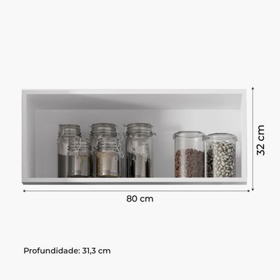 Armário Aéreo De Geladeira 1 Porta 0,80m Favorita Branco Lacca Branco