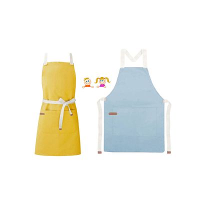 Avental Infantil Azul e Amarelo Crianças Algodao Kids 2un