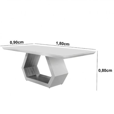 Mesa Para Sala De Jantar Ane Moderna Mobilia Off White Com Cinamomo-cinamomo Imbuia