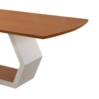 Mesa Para Sala De Jantar Ane Moderna Mobilia Off White Com Cinamomo-cinamomo Imbuia