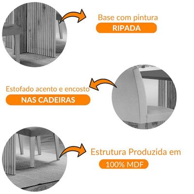 Mesa Olimpia 120 Mdf Canto Reto Com 4 Cadeiras