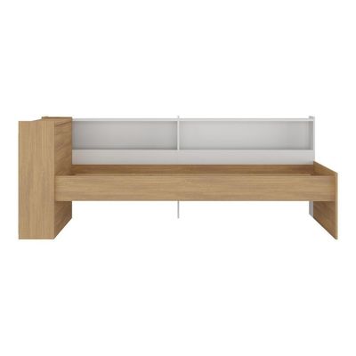 Cama De Solteiro Com Colchão Incluso Baú Embutido e Prateleira Multimóveis Mp4260 Rustic Branco
