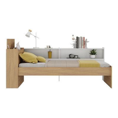 Cama De Solteiro Com Colchão Incluso Baú Embutido e Prateleira Multimóveis Mp4260 Rustic Branco
