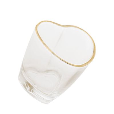 Copo Para Shot De Vidro De Coração Com Borda Dourada 50ml