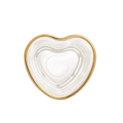 Copo Para Shot De Vidro De Coração Com Borda Dourada 50ml